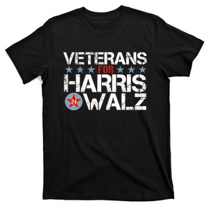 Vets Us Flag Kamala Veterans For Kamala Harris Tim Walz 2024 Gift T-Shirt