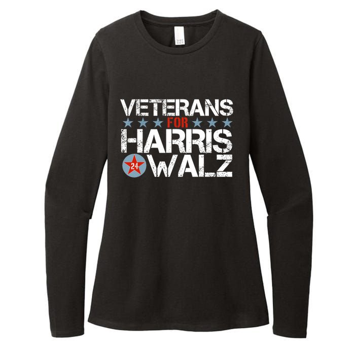 Vets Us Flag Kamala Veterans For Kamala Harris Tim Walz 2024 Gift Womens CVC Long Sleeve Shirt