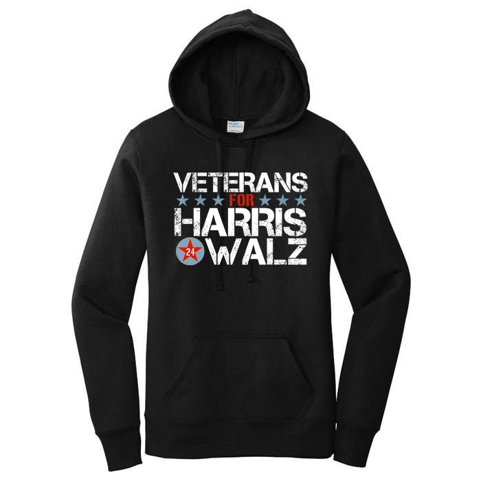 Vets Us Flag Kamala Veterans For Kamala Harris Tim Walz 2024 Gift Women's Pullover Hoodie