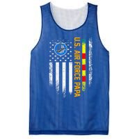 Vintage Usa Flag Proud Us Air Force Vietnam Veteran Papa Meaningful Gift Mesh Reversible Basketball Jersey Tank