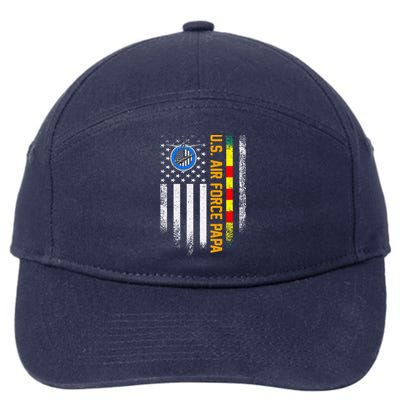 Vintage Usa Flag Proud Us Air Force Vietnam Veteran Papa Meaningful Gift 7-Panel Snapback Hat