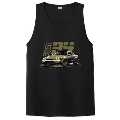 Vintage Urban Green Legendary Skyline R34 Jdm PosiCharge Competitor Tank