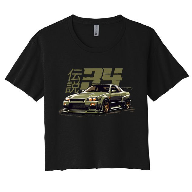 Vintage Urban Green Legendary Skyline R34 Jdm Crop Top