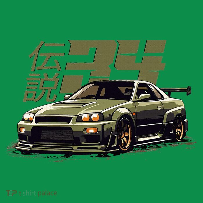 Vintage Urban Green Legendary Skyline R34 Jdm Long Sleeve Shirt