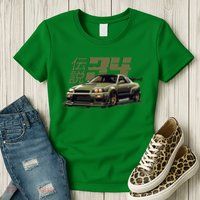 Vintage Urban Green Legendary Skyline R34 Jdm Womens T-Shirt