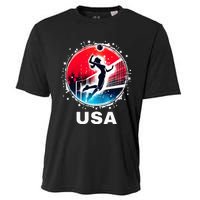 Volleyball Usa Go Usa Team U.S.A Flag Women Volleyball Cooling Performance Crew T-Shirt