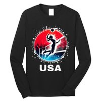 Volleyball Usa Go Usa Team U.S.A Flag Women Volleyball Long Sleeve Shirt