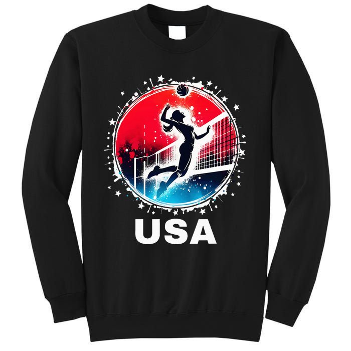 Volleyball Usa Go Usa Team U.S.A Flag Women Volleyball Sweatshirt