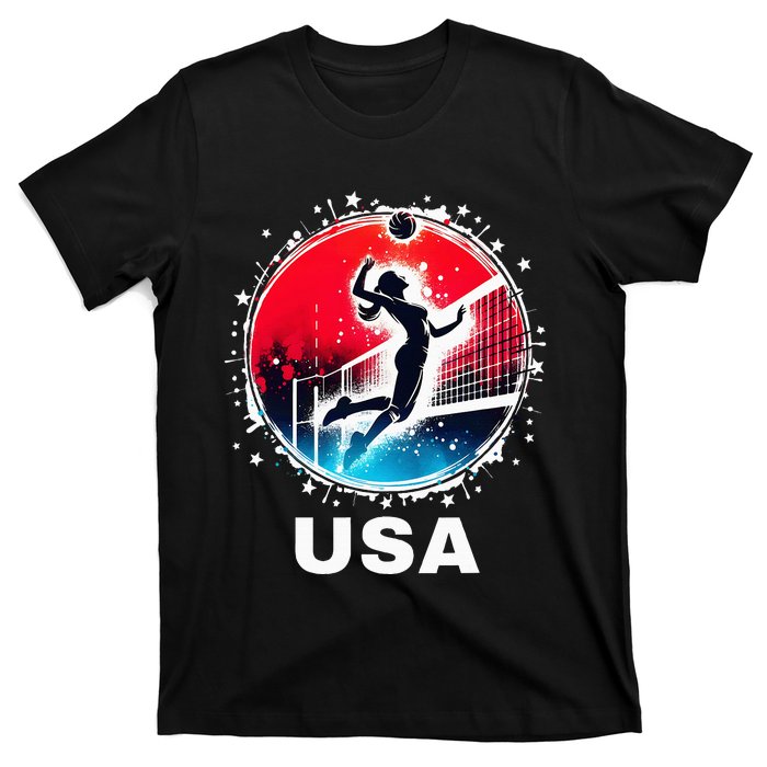 Volleyball Usa Go Usa Team U.S.A Flag Women Volleyball T-Shirt