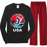 Volleyball Usa Go Usa Team U.S.A Flag Women Volleyball Long Sleeve Pajama Set