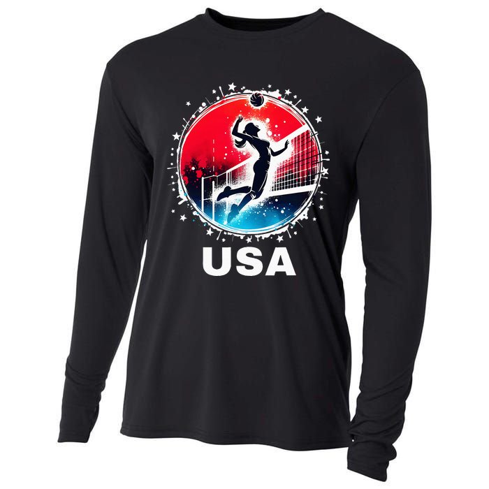 Volleyball Usa Go Usa Team U.S.A Flag Women Volleyball Cooling Performance Long Sleeve Crew