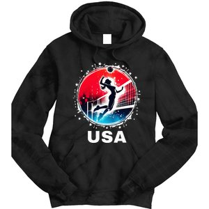 Volleyball Usa Go Usa Team U.S.A Flag Women Volleyball Tie Dye Hoodie