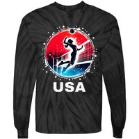 Volleyball Usa Go Usa Team U.S.A Flag Women Volleyball Tie-Dye Long Sleeve Shirt