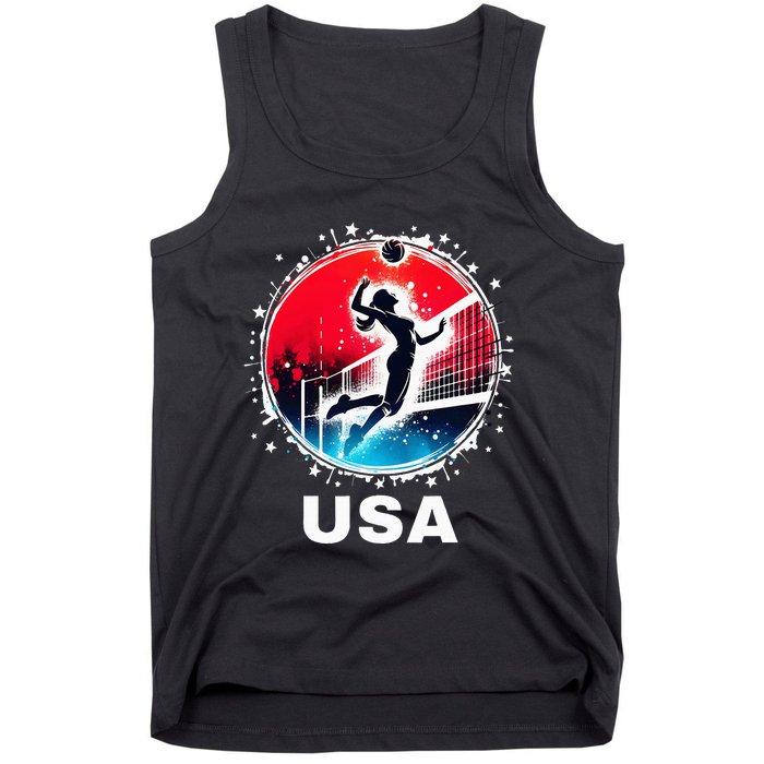 Volleyball Usa Go Usa Team U.S.A Flag Women Volleyball Tank Top