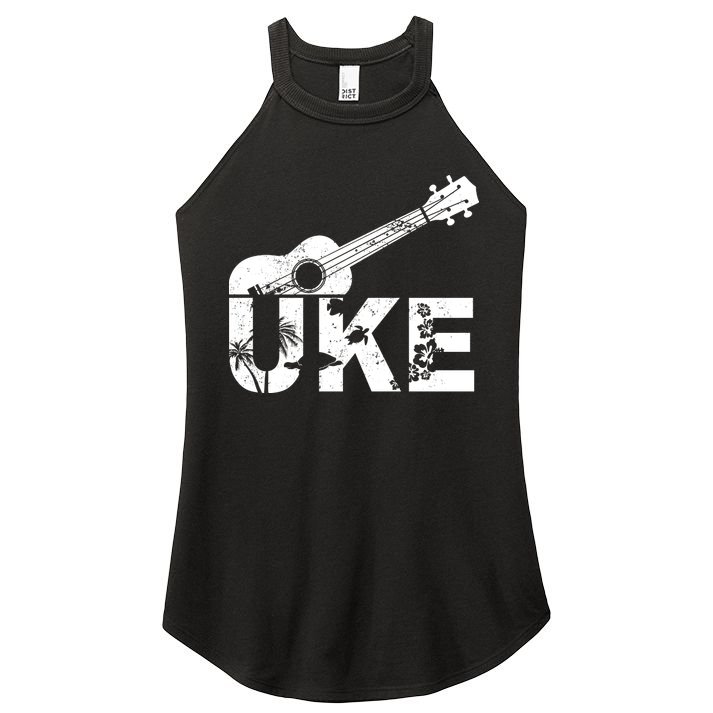 Vintage Uke Hawaiian Ukulele Women's Perfect Tri Rocker Tank