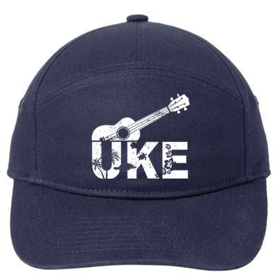 Vintage Uke Hawaiian Ukulele 7-Panel Snapback Hat