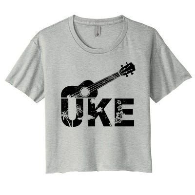 Vintage Uke Hawaiian Ukulele Women's Crop Top Tee