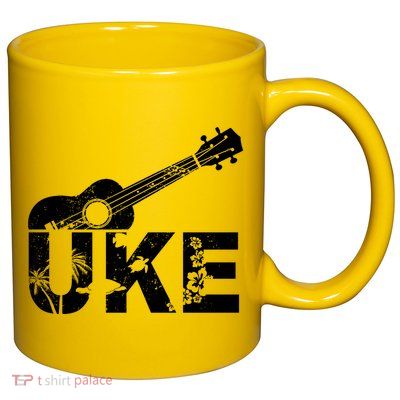 Vintage Uke Hawaiian Ukulele 11oz C Handle Ceramic Mug