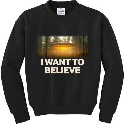 Vintage Ufo I Want To Believe Kids Sweatshirt