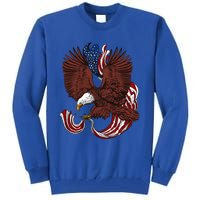 Vintage Usa Independence Day Eagle Us Flag Gift Tall Sweatshirt