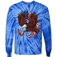 Vintage Usa Independence Day Eagle Us Flag Gift Tie-Dye Long Sleeve Shirt