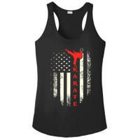 Vintage Usa Karate American Flag Ladies PosiCharge Competitor Racerback Tank