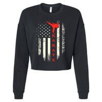 Vintage Usa Karate American Flag Cropped Pullover Crew