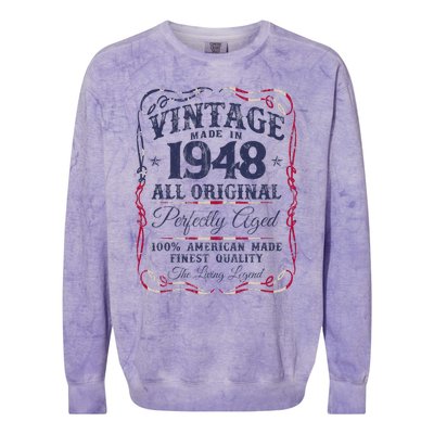 Vintage USA Legends Born In 1948 Classic Birthday Colorblast Crewneck Sweatshirt