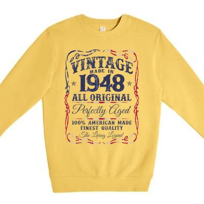 Vintage USA Legends Born In 1948 Classic Birthday Premium Crewneck Sweatshirt