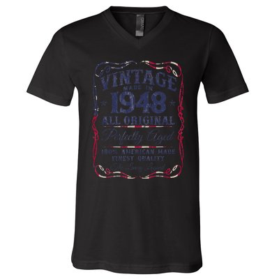 Vintage USA Legends Born In 1948 Classic Birthday V-Neck T-Shirt