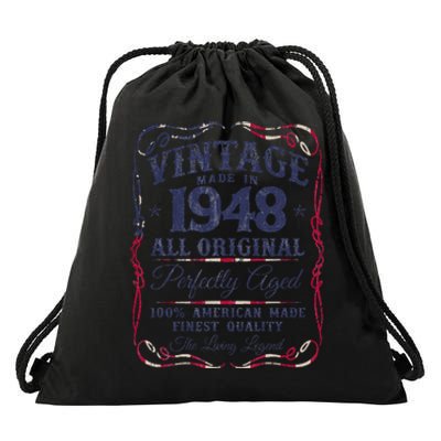 Vintage USA Legends Born In 1948 Classic Birthday Drawstring Bag