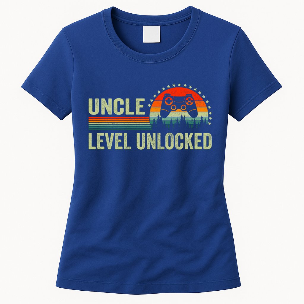 Vintage Uncle Level Unlocked Video Gamer Uncle Fathers Day Great Gift Womens T-Shirt