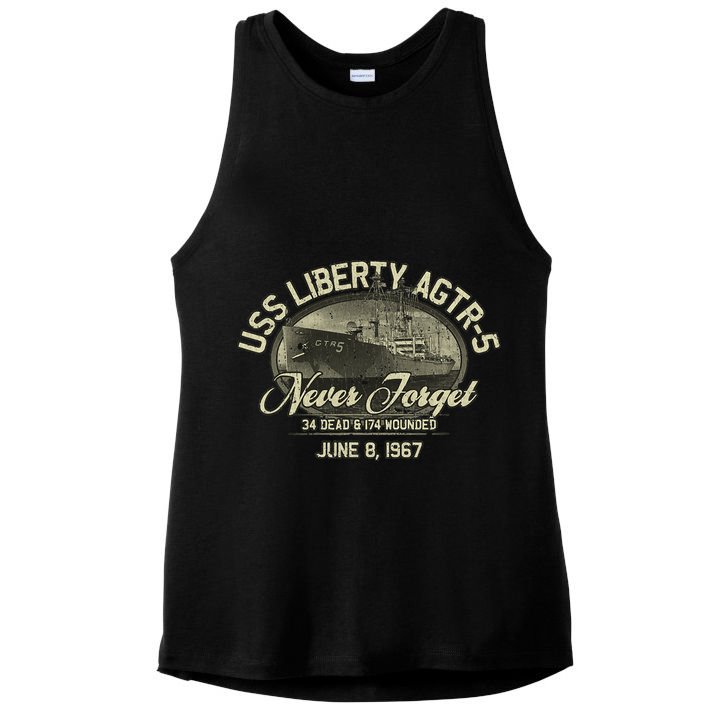 Vintage Uss Liberty Agtr5 1967 Military Gift Ship Ladies PosiCharge Tri-Blend Wicking Tank