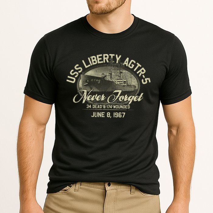 Vintage Uss Liberty Agtr5 1967 Military Gift Ship Performance Shirt