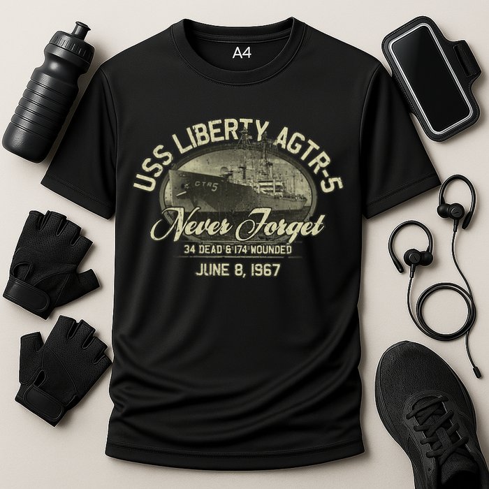 Vintage Uss Liberty Agtr5 1967 Military Gift Ship Performance Shirt
