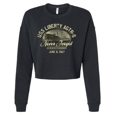 Vintage Uss Liberty Agtr5 1967 Military Gift Ship Cropped Pullover Crew