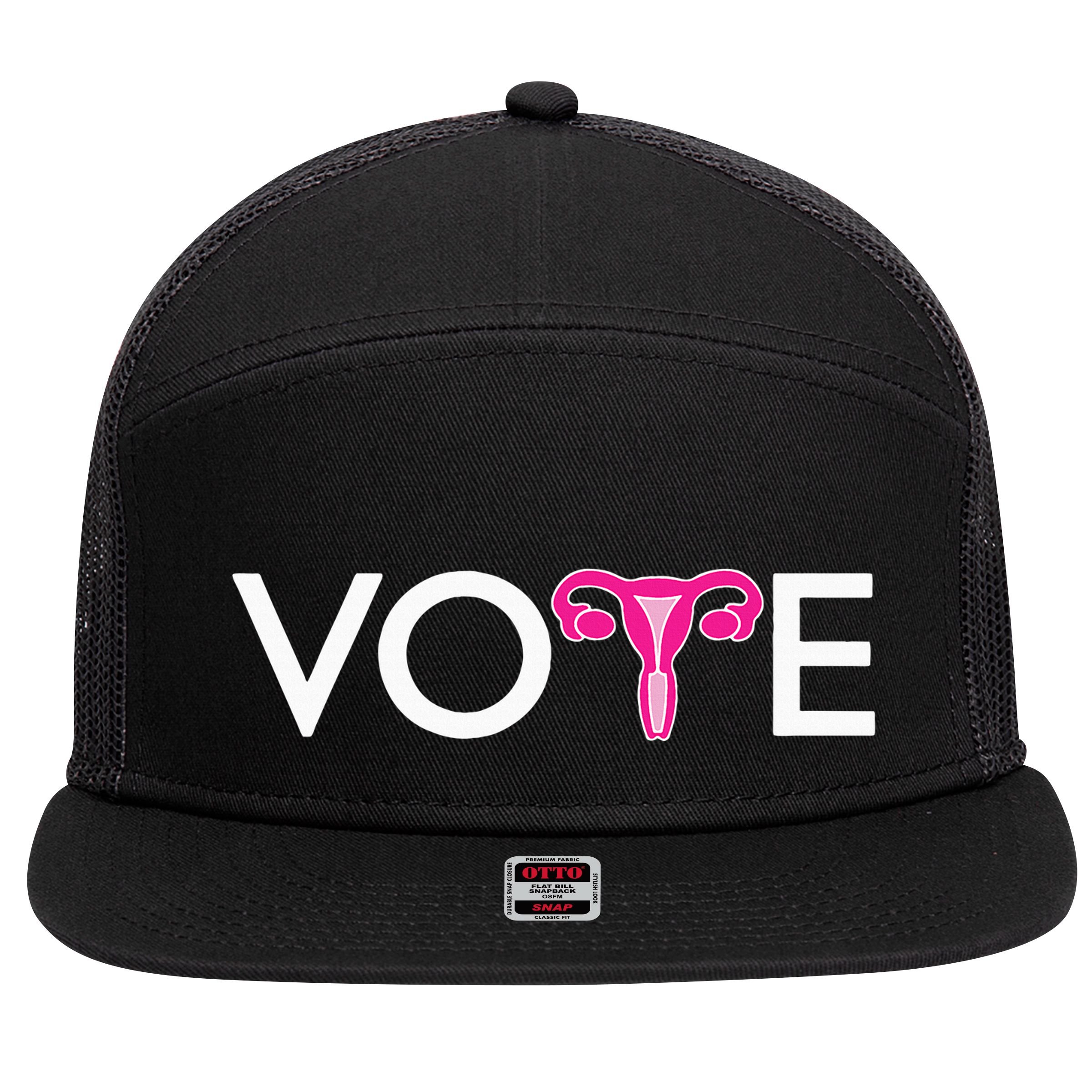 Vote Uterus Mind Your Own Uterus Stars Stripes Equal Rights 7 Panel Mesh Trucker Snapback Hat