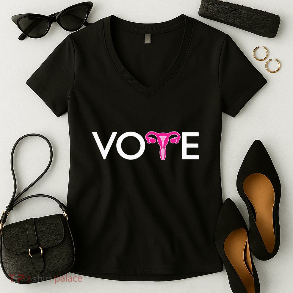 Vote Uterus Mind Your Own Uterus Stars Stripes Equal Rights Women's V-Neck T-Shirt