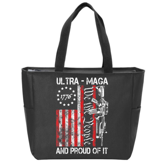 Vintage Ultra MAGA We The People And Proud Of It USA Flag Zip Tote Bag