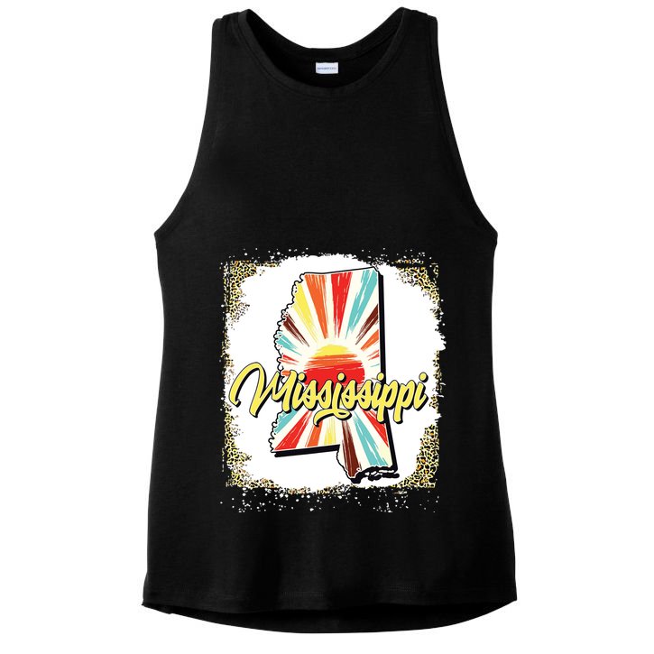 Vintage Usa Mississippi Map Flag Souveni Women Ladies PosiCharge Tri-Blend Wicking Tank