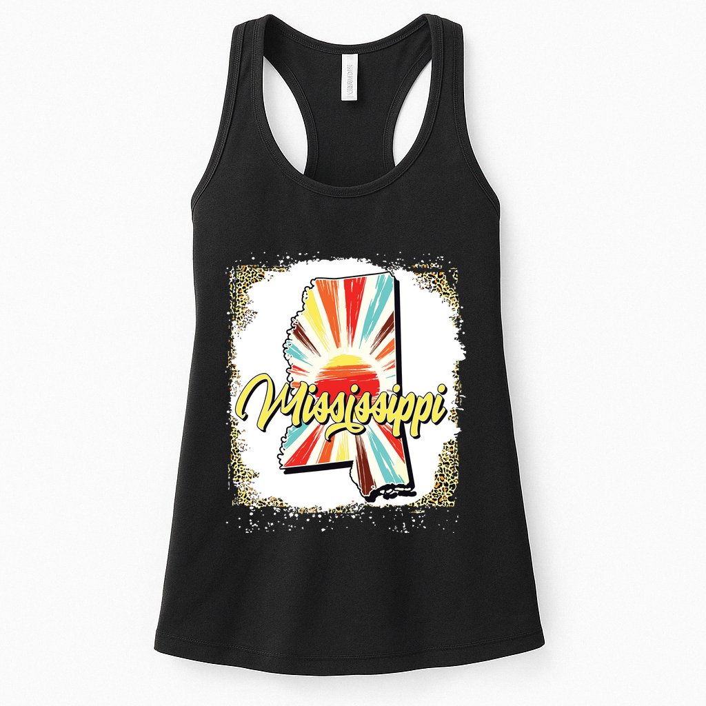 Vintage Usa Mississippi Map Flag Souveni Women Womens Tank Top