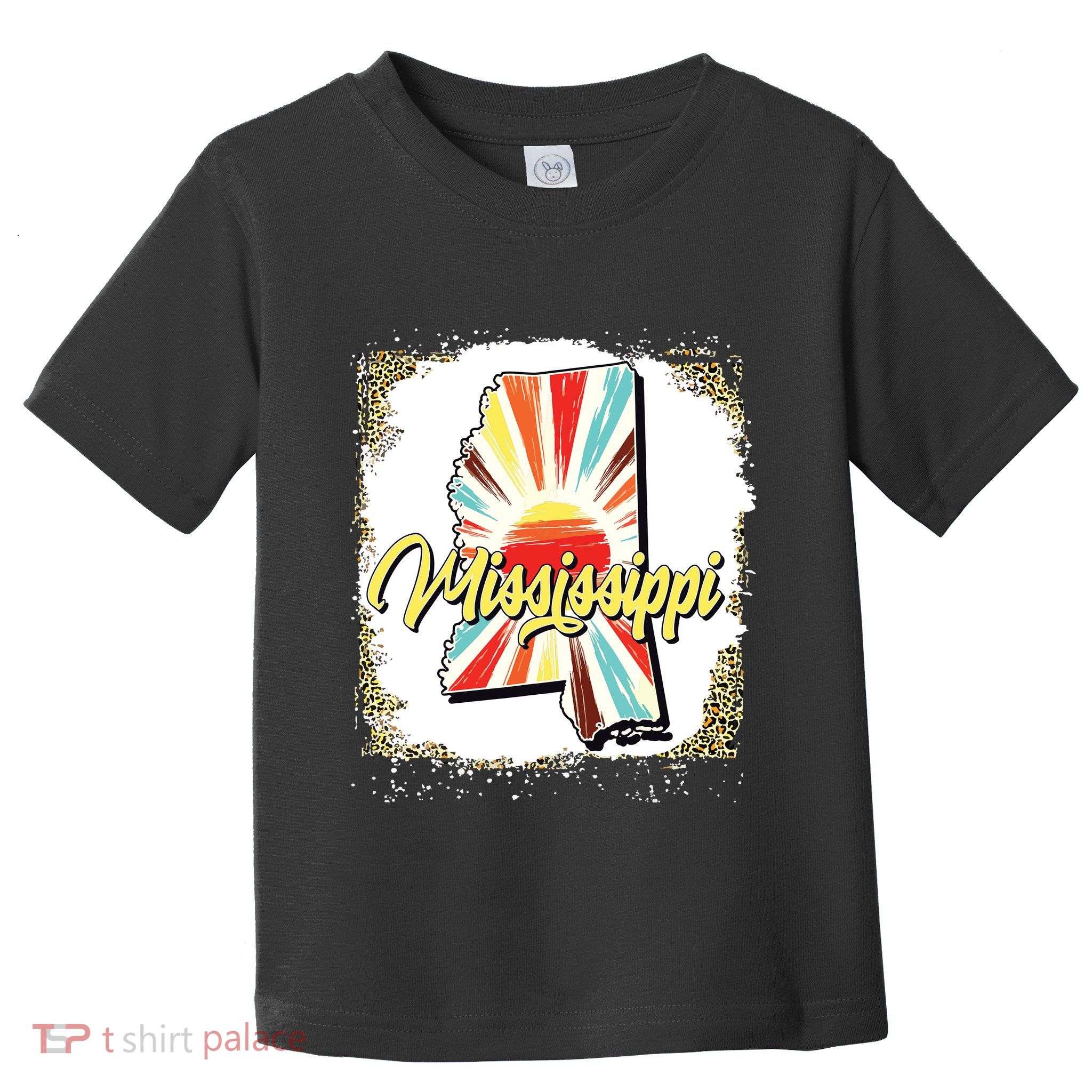 Vintage Usa Mississippi Map Flag Souveni Women Toddler T-Shirt