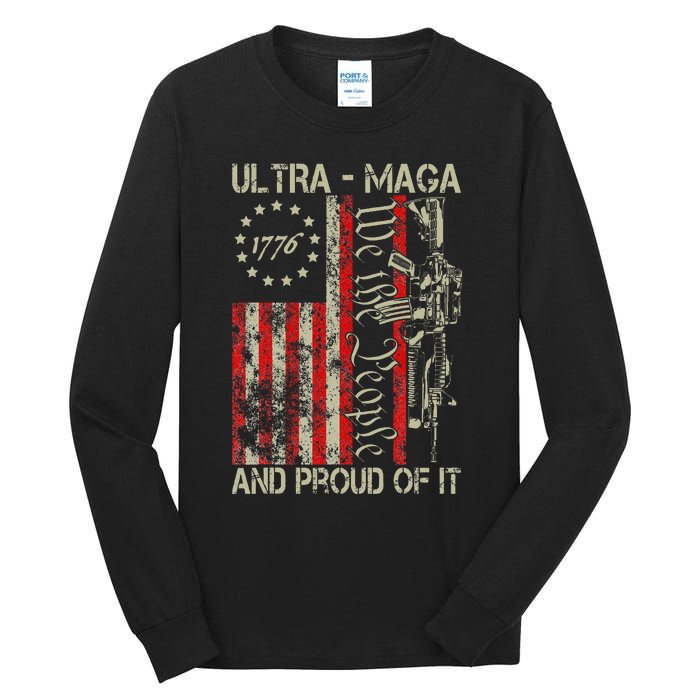 Vintage Ultra Maga Old American Flag 1776 We The People Usa Min Tall Long Sleeve T-Shirt