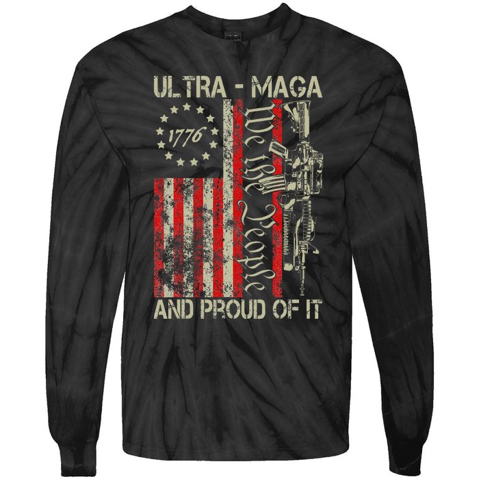 Vintage Ultra Maga Old American Flag 1776 We The People Usa Min Tie-Dye Long Sleeve Shirt