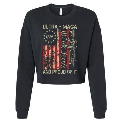 Vintage Ultra Maga Old American Flag 1776 We The People Usa Min Cropped Pullover Crew