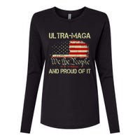 Vintage Ultra Maga And Proud Of It We The People Usa Flag Womens Cotton Relaxed Long Sleeve T-Shirt