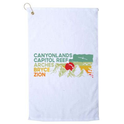 Vintage Utah National Parks Moab Utah Mighty Five Souvenir Golf Towel