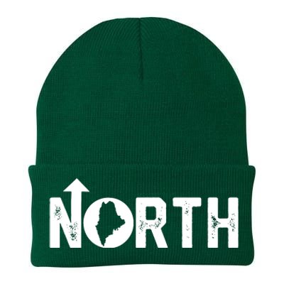 Vintage Up North Maine State Map Knit Cap Winter Beanie