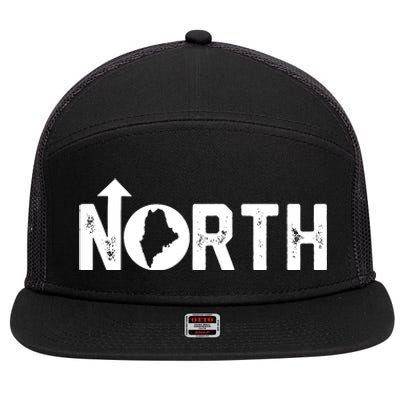 Vintage Up North Maine State Map 7 Panel Mesh Trucker Snapback Hat