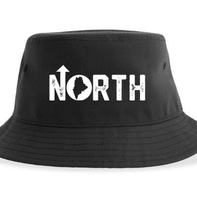 Vintage Up North Maine State Map Sustainable Bucket Hat